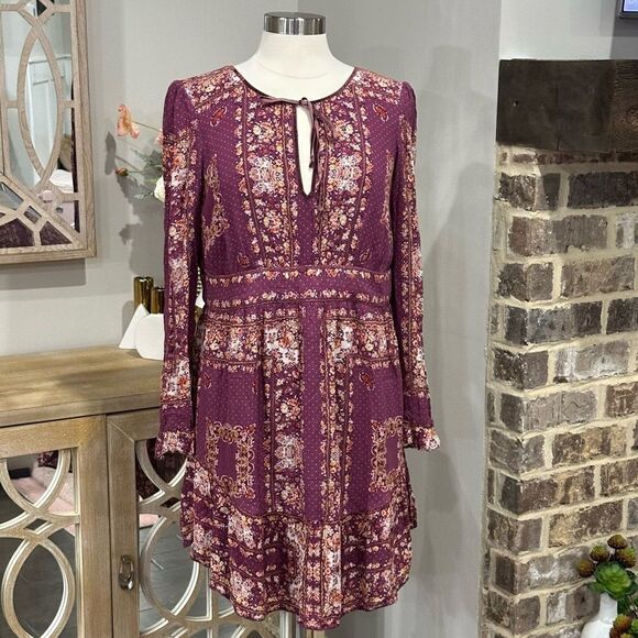 FREE PEOPLE Women’s Bridgette Mini Dress in Berry Combo in the Size Large - Picture 14 of 16